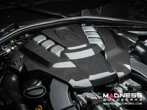 Alfa Romeo Stelvio Engine Cover - Carbon Fiber - QV Model - White Candy Accents